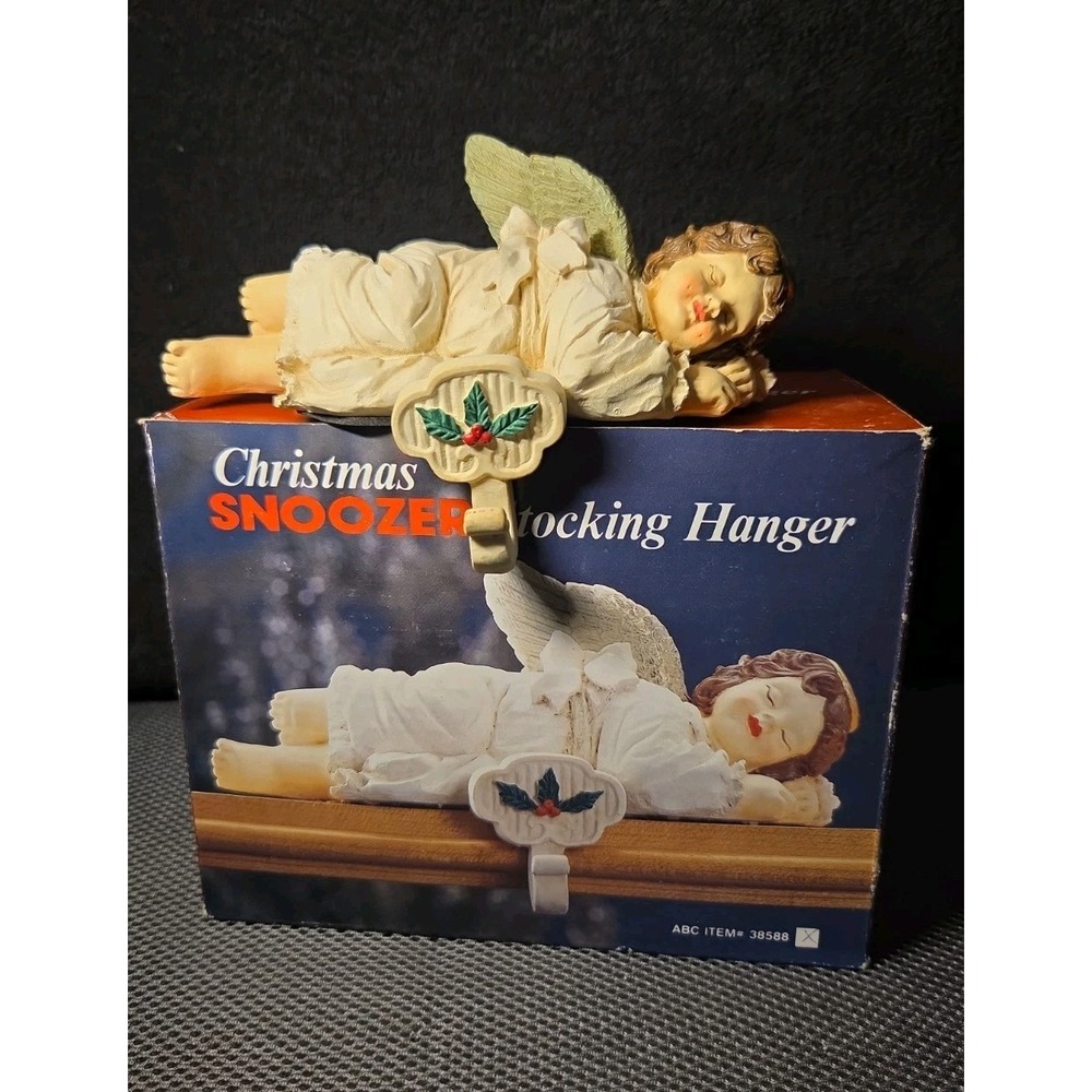 Christmas Snoozer Stocking Hanger Sleeping Angel 6-1/2"